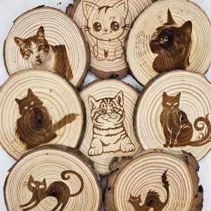 Wooden Coasters - Cat Designs