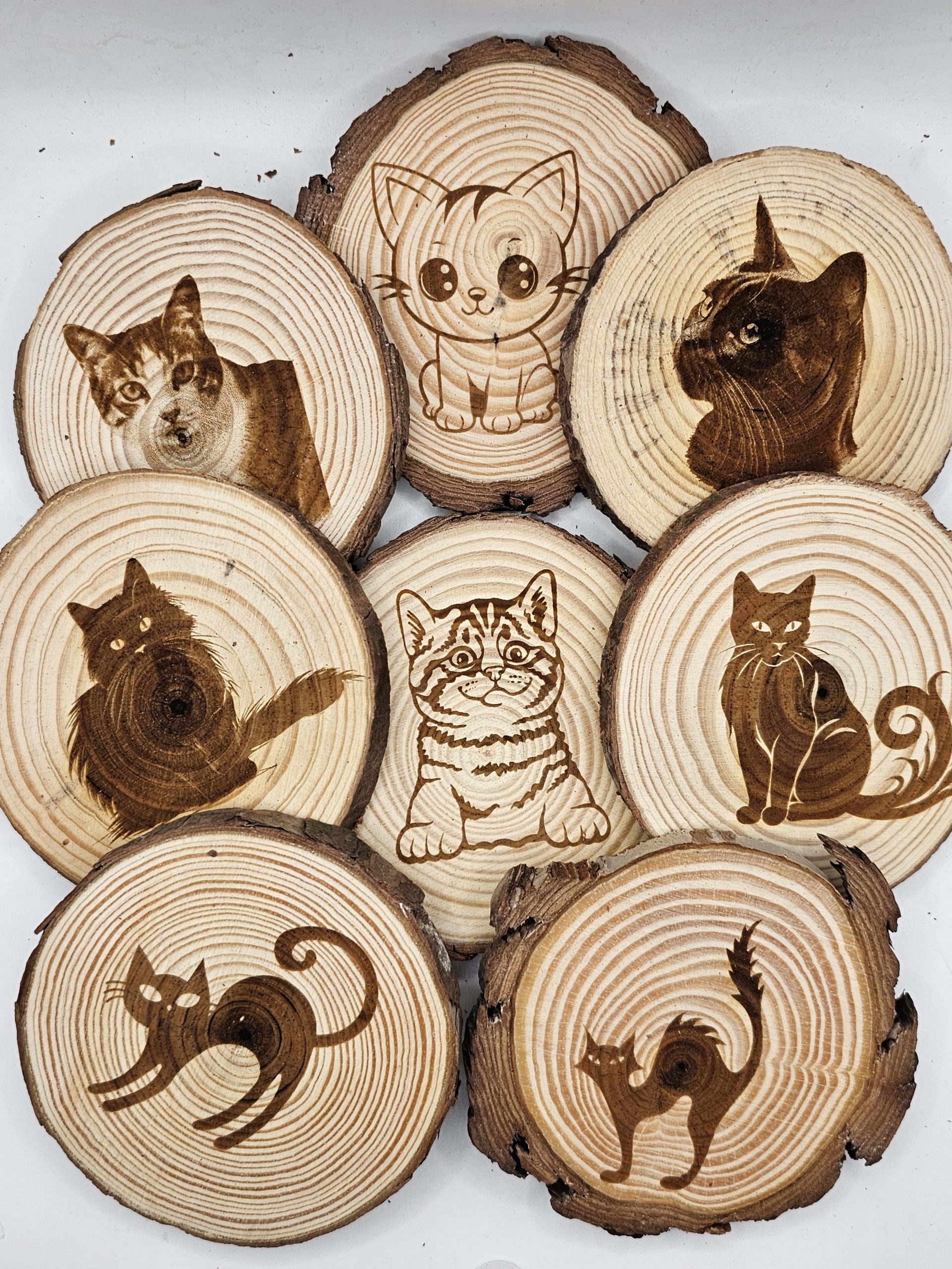 Wooden Coasters - Cat Designs